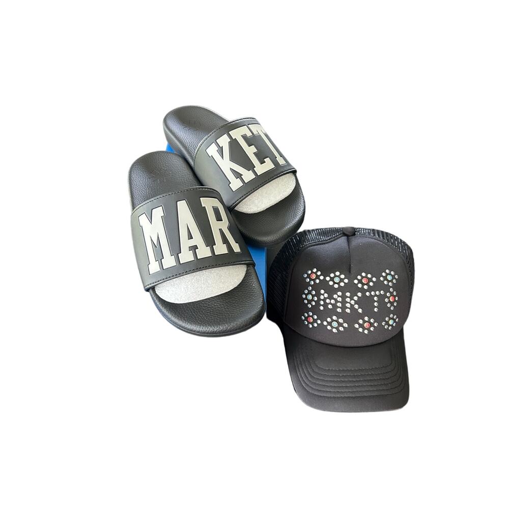 NWIB Market Men's Standard Slides Size 10 and Hat